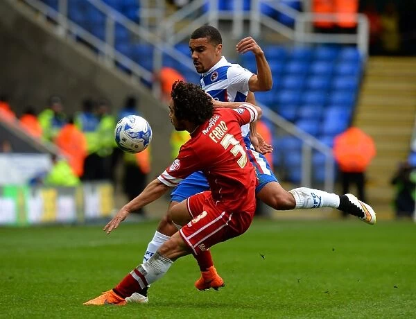 Appiah vs. Fabio: Intense Tackle in Reading vs. Cardiff Sky Bet Championship Clash at Madejski Stadium