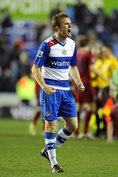 Reading FC's Alex Pearce Rejoices in Victory over West Bromwich Albion (12-01-2013, Madjeski Stadium)