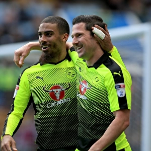 Aston Villa's Lewis Grabban Scores Penalty, Celebrates with Yann Kermorgant - Sky Bet Championship Match vs. Reading at Villa Park