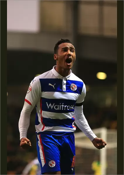 Reading's Jordan Obita Celebrates Second Goal Against Norwich City in Sky Bet Championship Match at Carrow Road