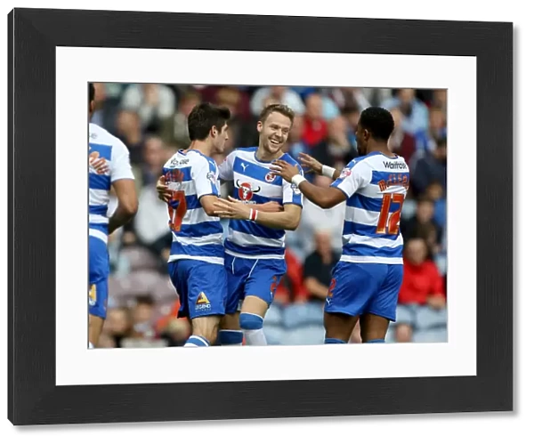Reading's Lucas Piazon Scores Second Goal Against Burnley: Celebrating with Gunter and McCleary