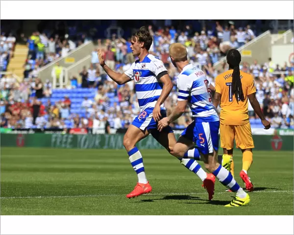 Reading's John Swift Scores First Goal: Celebrating with Paul McShane at Madejski Stadium - Sky Bet Championship Match against Preston North End
