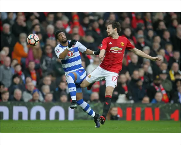 Intense Battle for the Ball: Daley Blind vs. Garath McCleary - Manchester United vs. Reading, Emirates FA Cup Third Round