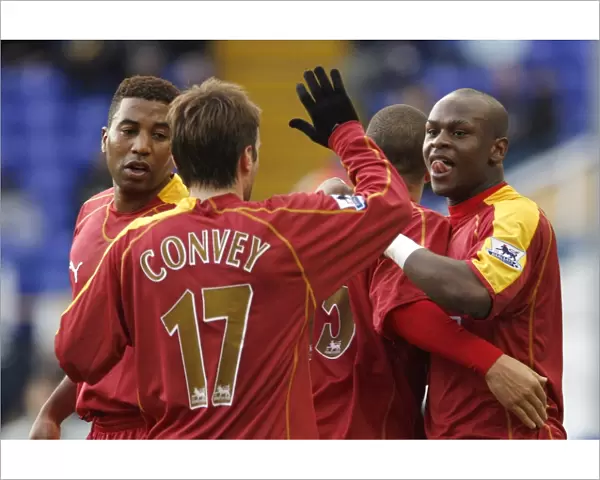 Bobby Convey goes to congratulate Leroy Lita for scoring his first half goal against Birmingham City