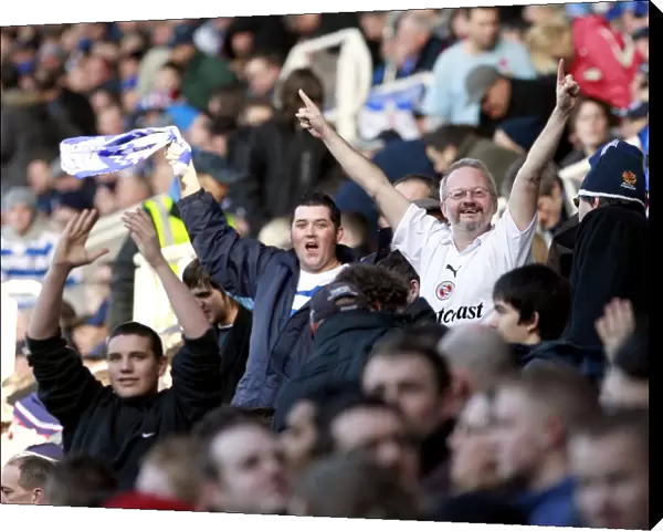Royals fans celebrate the first goal against Aston Villa