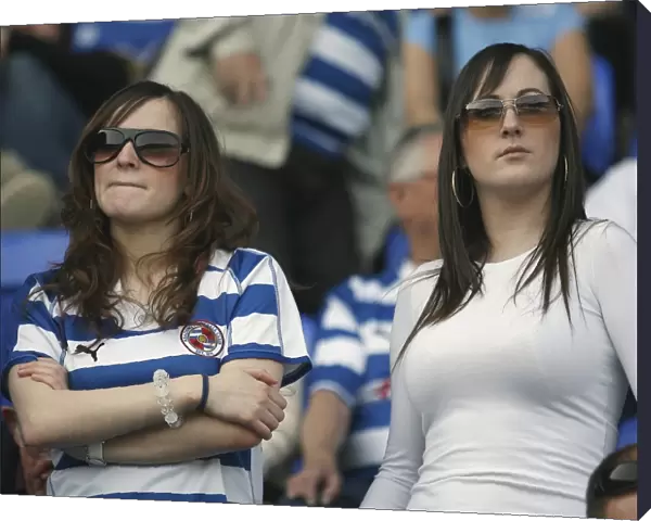 Two Reading fans enjoying the sunshine before the Fulham game