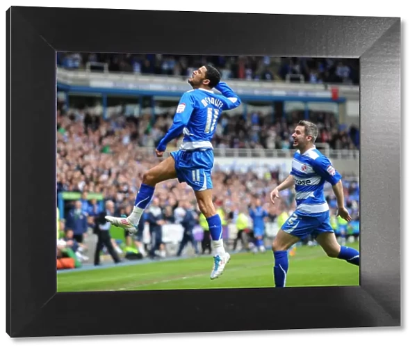 Jobi McAnuff Scores Reading's Second Goal Against Leicester City in Npower Championship Match at Madejski Stadium