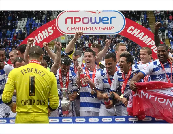 Reading FC's Championship Promotion Celebration: Trophy Lift at Madejski Stadium
