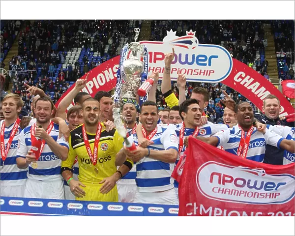 Reading FC's Championship Promotion Triumph: Lifting the Trophy at Madejski Stadium