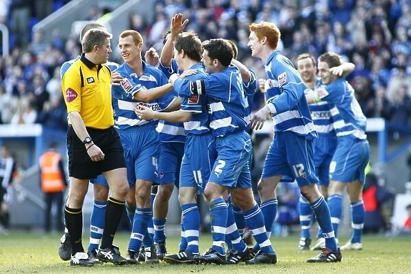 Goal Celebration. John Oster and team celebrate Osters 70th minute goal against Derby