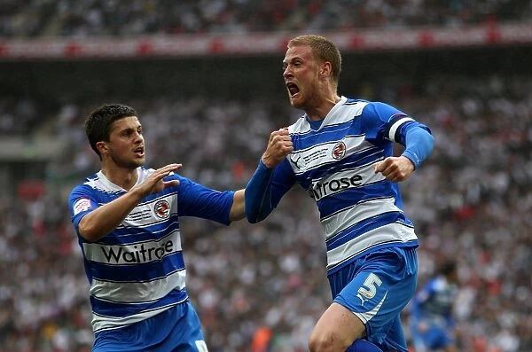 Matt Mills and Shane Long: Celebrating Reading FC's Second Goal in the Championship Play-Off Final at Wembley Stadium Against Swansea City