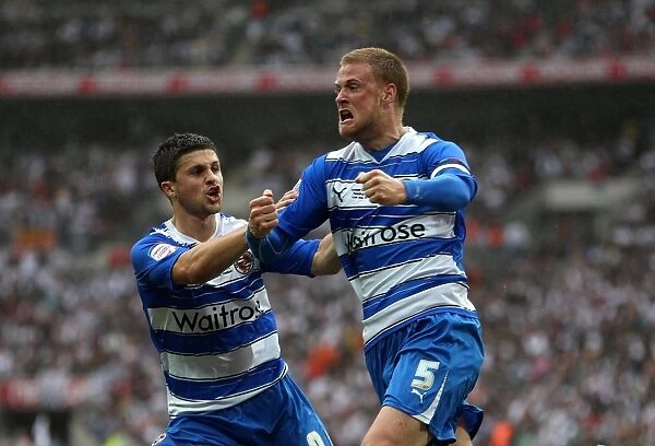 Matt Mills and Shane Long: Unforgettable Moment of Reading FC's Npower Championship Play-Off Final Victory at Wembley Stadium - The Second Goal Celebration