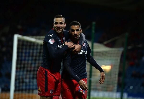 Reading FC: Celebrating First Goal by Nick Blackman and Hal Robson-Kanu against Huddersfield Town in FA Cup Third Round
