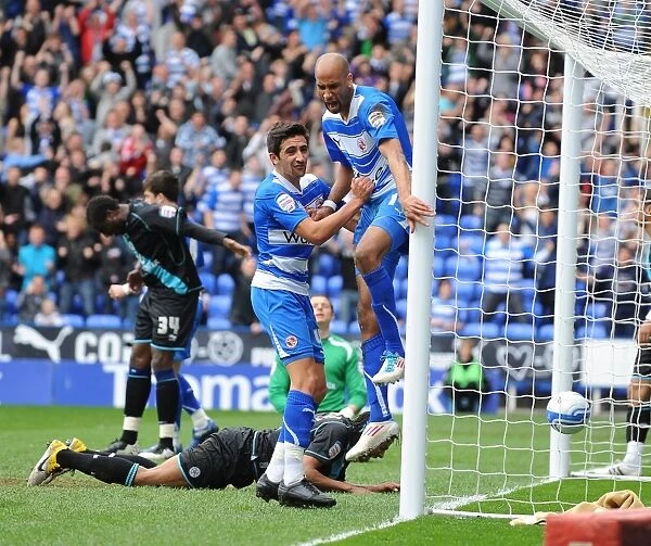 Reading FC: Jimmy Kebe and Jem Karacan's Euphoric Moment as They Celebrate First Goal Against Leicester City in Npower Championship at Madejski Stadium