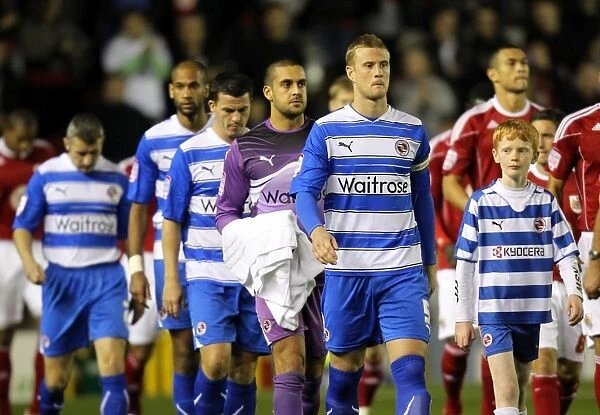 Reading FC: Matthew Mills and Team Pre-Game Lineup at Ashton Gate for Npower Championship Match Against Bristol City