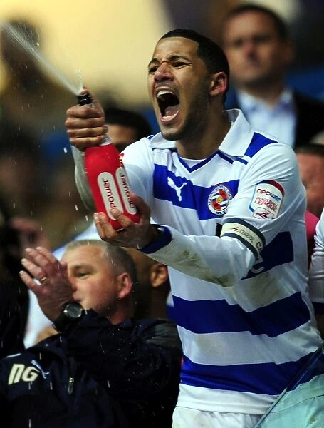 Reading FC's Jobi McAnuff: Leading the Charge in Premier League Promotion Celebrations (vs. Nottingham Forest, 17-04-2012)