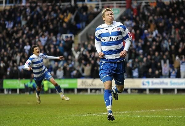 Reading FC's Simon Church Rejoices in Scoring the Second Goal Against West Bromwich Albion in the FA Cup Fifth Round at Madejski Stadium