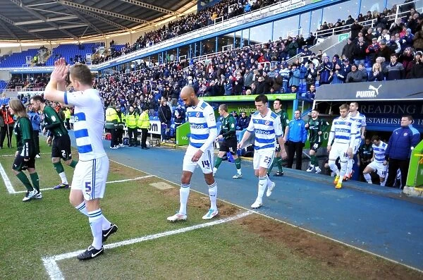 The Reading Team's Grand Entrance: Npower Championship Match Against Coventry City at Madejski Stadium