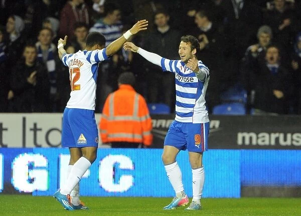 Reading v Blackpool. Adam Le Fondre celebrates with Garath McCleary after