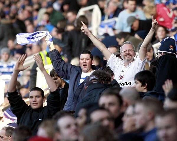 Royals fans celebrate the first goal against Aston Villa