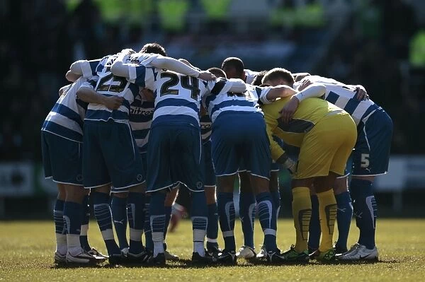 United in Focus: Reading FC Team Huddle before FA Cup Sixth Round Showdown vs. Aston Villa at Madejski Stadium
