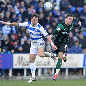 Battle for Supremacy: Noel Hunt and Richard Keogh's Intense Clash in Reading vs Coventry City Championship Match at Madejski Stadium