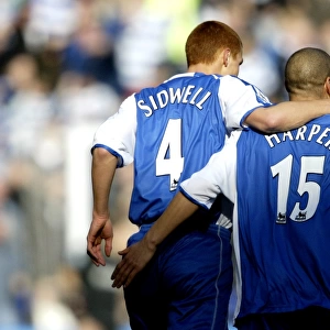 James Harper and Steve Sidwell after Sidwell had scored the first goal