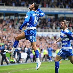 Jobi McAnuff Scores Reading's Second Goal Against Leicester City in Npower Championship Match at Madejski Stadium