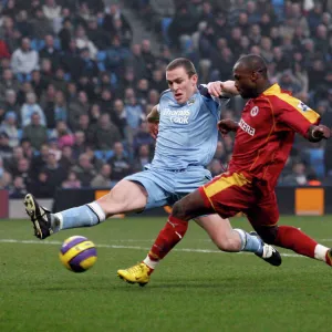 Leroy Lita scores the first of his two goals against Manchester City