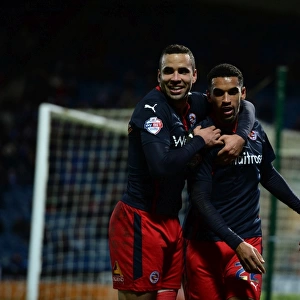 Reading FC: Celebrating First Goal by Nick Blackman and Hal Robson-Kanu against Huddersfield Town in FA Cup Third Round