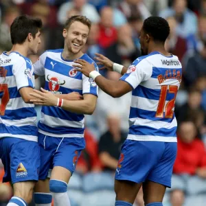 Reading's Lucas Piazon Scores Second Goal Against Burnley: Celebrating with Gunter and McCleary