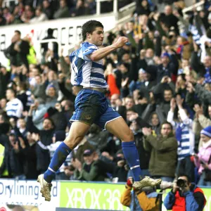 Shane Long jumps for joy after making it 1-0 against Sheffield Utd