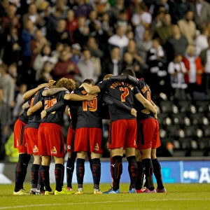 United in Focus: Reading FC's Pre-Match Huddle before Derby County's Capital One Cup Showdown