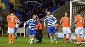 Images Dated 28th January 2014: Adam Le Fondre Scores His Second Goal: Reading Takes 2-0 Lead Over Blackpool