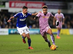 Ipswich Town v Reading Collection: Battle for the Ball: Bru vs. Williams in Ipswich Town vs. Reading Championship Clash