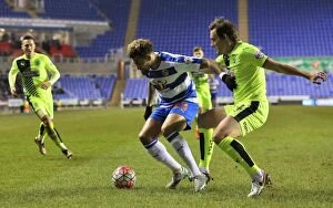 Images Dated 19th January 2016: Battle for the Ball: Williams vs. Whitehead in Reading's Emirates FA Cup Third Round Replay