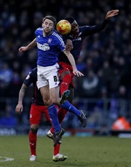 Images Dated 21st February 2015: Battle of the Midfield: Skuse vs. Chalobah in the Sky Bet Championship Clash at Portman Road