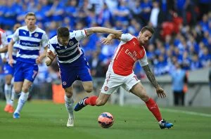 Images Dated 18th April 2015: Battle at Wembley: Mackie vs Debuchy - A Clash of Determination in the FA Cup Semi-Final