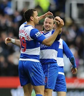 FA Cup : Round 4 : Reading v Sheffield United : Madejski Stadium : 26-01-2013 Collection: Double Trouble: Hunt and Robson-Kanu Celebrate Dual Goals Against Sheffield United in FA Cup