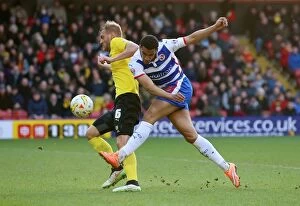 Images Dated 14th March 2015: Ekstrand's Heroic Block: Watford vs. Reading in Sky Bet Championship - Vicarage Road