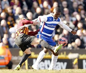 FA Cup - Sixth Round - Bradford City v Reading - Valley Parade Collection: FA Cup Battle: Davies vs. Aiyegbeni - Bradford City vs. Reading Rivalry