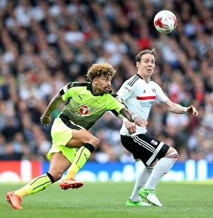Images Dated 13th May 2017: Fulham vs. Reading: Intense Clash between Danny Williams and Stefan Johansen in Sky Bet