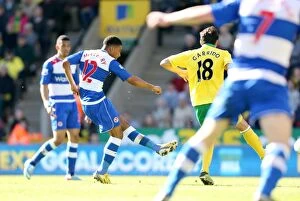 Images Dated 20th April 2013: Garath McCleary Scores Reading's Historic Goal Against Norwich City in the Premier League