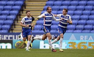 Images Dated 25th October 2014: Glenn Murray's First Goal: Reading FC's Exciting Moment at Madejski Stadium - Chris Gunter
