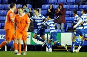 Images Dated 21st November 2009: Grzegorz Rasiak's Brace: Reading's Second Goal vs. Blackpool in Championship
