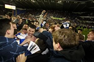Images Dated 17th April 2012: Ian Harte's Euphoric Moment: Reading FC Celebrates Championship Victory over Nottingham Forest