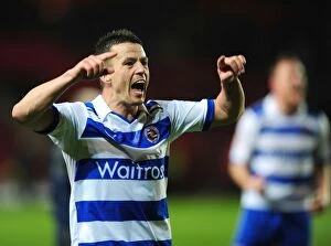 Images Dated 13th April 2012: Ian Harte's Jubilant Moment: Reading's Championship Win Celebration at St. Mary's