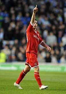 Images Dated 10th April 2012: Ian Harte's Thrilling Goal: Reading's Euphoric Moment at AMEX Stadium vs
