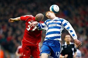 Images Dated 15th March 2008: Intense Header Battle: Dave Kitson vs. Martin Skrtel, March 15, 2008 - Liverpool vs