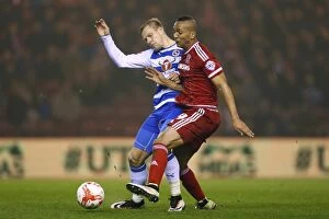 Images Dated 12th April 2016: Intense Rivalry: Emilio Nsue vs. Matej Vydra Battle it Out in Sky Bet Championship Clash